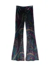 Etro Paisley-print Flared Viscose Trousers In Blue
