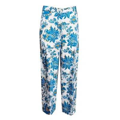Etro Cropped Floral Trousers In Blue