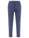 Etro Tailored Trousers With Belt Loops And Rolled Cuffs In Blue