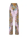 Etro Floral High-rise Silk Wide-leg Pants In Pink