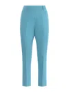 Etro Trousers Featuring Pleats And Ankle Length In Azzurro