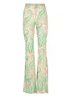 Etro Flared Viscose Pants With Vibrant Floral Pattern In Green