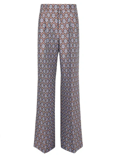 ETRO TROUSERS IN SHINY SILK BLEND JACQUARD WITH AUREA