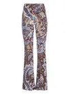 Etro Floral Velvet Jacquard Flared Pants In Blue