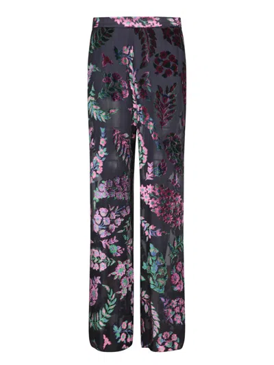 Etro Velvet Paisley Print Trousers In Black