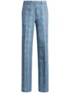 Etro Women Slubbed Check Motif Linen-blend Trousers In Multicolor