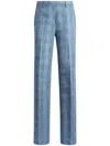 Etro Women Slubbed Check Motif Linen-blend Trousers In Multicolor