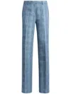 Etro Women Slubbed Check Motif Linen-blend Trousers In Multicolor