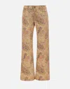 Etro Wide Leg Cotton Trousers With Paisley Pattern In Multicolour