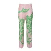 Etro Wide Printed Trousers In Silk Blend In Pink