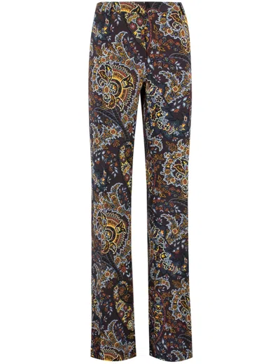 Etro Trousers In Print On Black Base