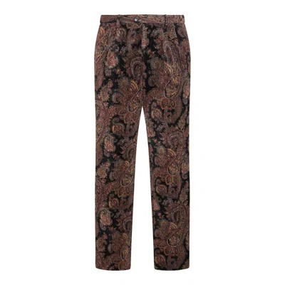 Etro Trousers Red In Brown