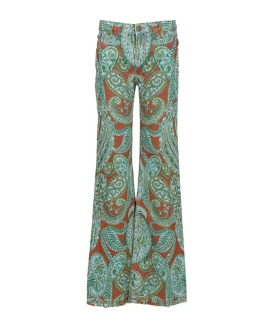 ETRO FLARED JEANS WITH ALL-OVER PAISLEY MOTIF