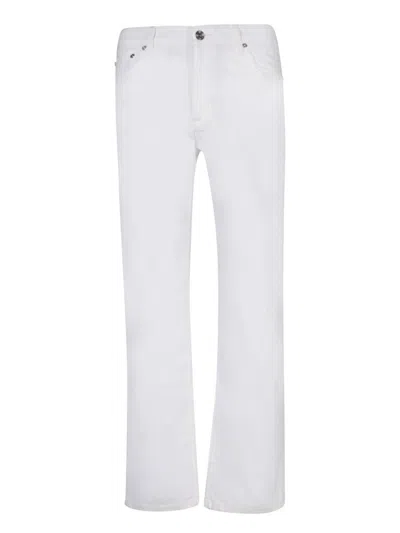 Etro Tonal-embroidered Cotton Trousers In White
