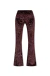 Etro Trousers With A Velvet Pattern In Burgundy