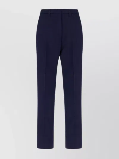 Etro Trousers With Front Crease And Belt Loops In Blue