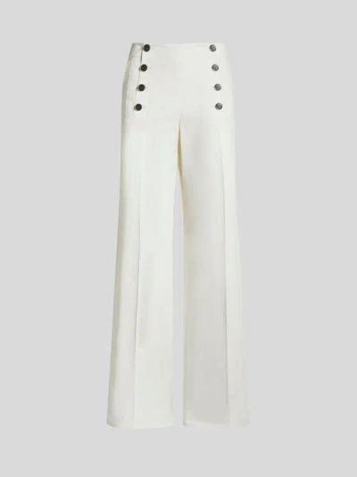 Etro , Trousers With Pegaso Buttons, Woman, White, Size 44