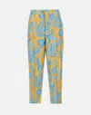 Etro Silk Twill Tailored Trousers With Floral Paisley Print In Yellow/light Blue