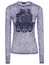 Etro Blue Top With Front Detail Snd Semi-transparent Design In Blue
