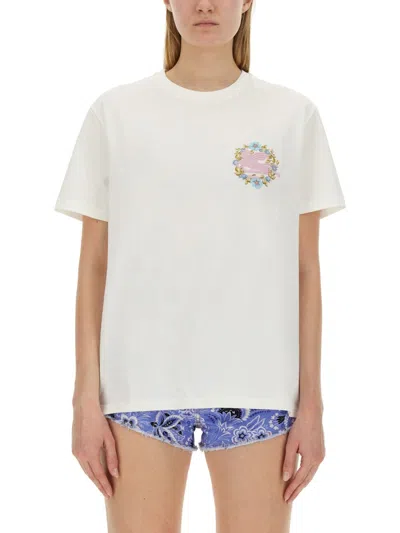Etro T-shirt With Logo In Neutral