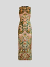 Etro Patterned-jacquard Dress In Burgundy