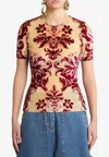 Etro Patterned-jacquard Tulle T-shirt In Multicolor