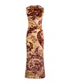 Etro Paisley Velvet And Tulle Jacquard Midi Dress In Brown