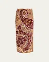 Etro Paisley Jacquard Velvet Midi Skirt In Multicol On Beige Ba