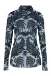 Etro Paisley Tulle Long-sleeved Shirt In Blue