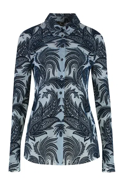 Etro Paisley Tulle Long-sleeved Shirt In Brown