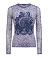 Etro Blue Top With Front Detail Snd Semi-transparent Design In Electric Blue