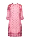 Etro | Pink Paisley Print Silk Blend Tunic Dress| Women | 48