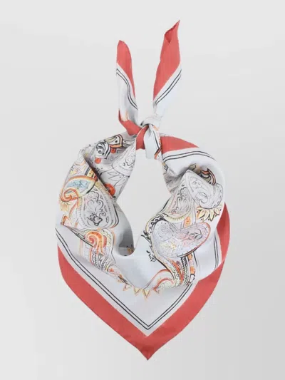 Etro Turandot Paisley Lightweight Square Scarf 70 In Red