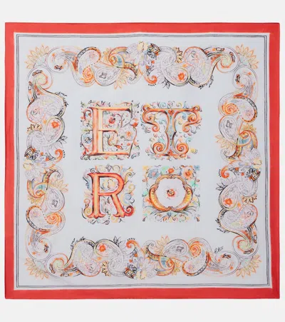 Etro Turandot Printed Silk Scarf In Red