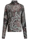 Etro Grey Floral Print Knitted Wool Sweater In Multicolour