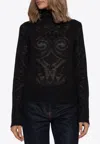 Etro Turtleneck Jacquard Sweater In Brushed-effect