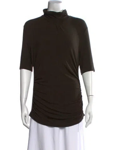 Pre-owned Etro Turtleneck Short Sleeve Top In Green
