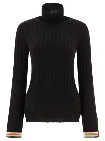 ETRO TURTLENECK WITH CONTRASTING PROFILES KNITWEAR BLACK