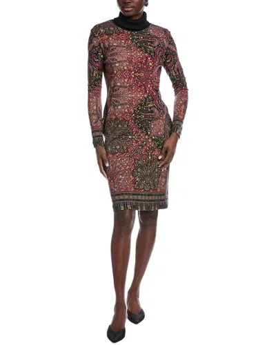 Etro Turtleneck Wool Mini Dress In Brown