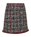 Etro Multicolor Tweed Skirt With Fringed Hem In Black