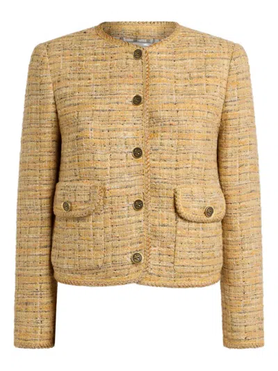 Etro Tweed-effect Cropped Jacket In Brown