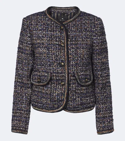 Etro Tweed Jacket In Blau