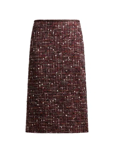 Etro Tweed Knee-length Mid Skirt In Burgundy