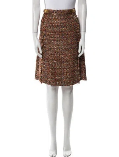 Pre-owned Etro Tweed Knee-length Skirt In Orange