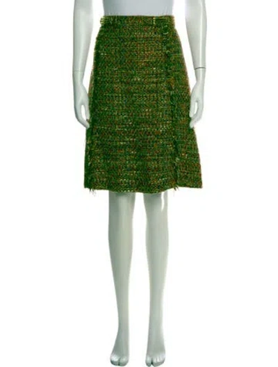 Pre-owned Etro Tweed Mini Skirt In Green