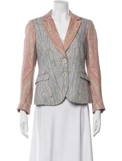 Pre-owned Etro Tweed Pattern Blazer In Blue