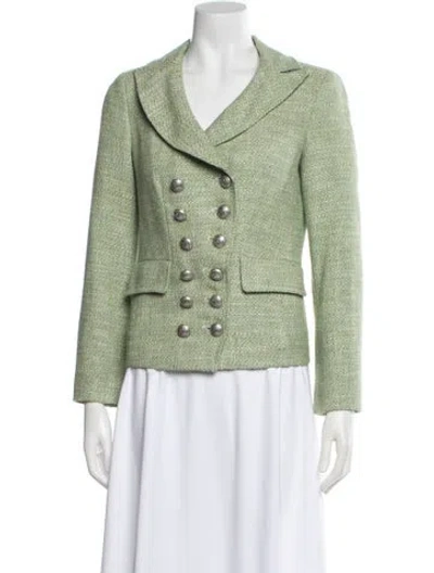 Pre-owned Etro Tweed Pattern Blazer In Green