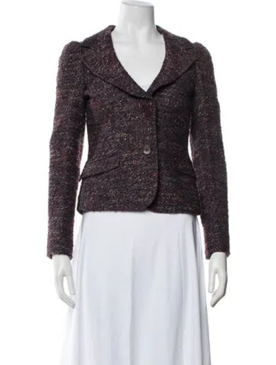 Pre-owned Etro Tweed Pattern Blazer In Multicolor