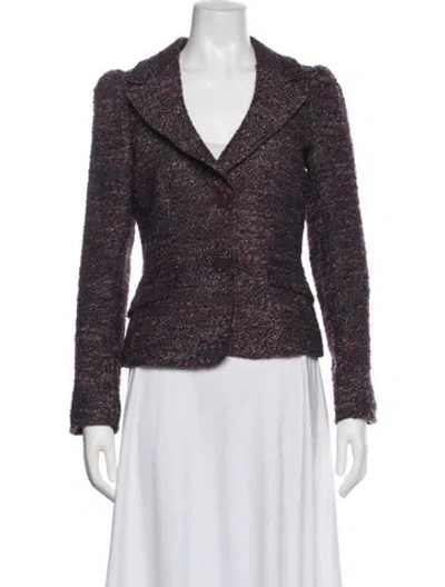 Pre-owned Etro Tweed Pattern Blazer In Purple