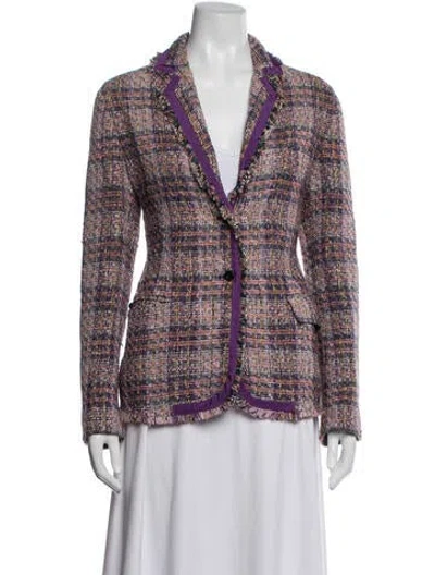 Pre-owned Etro Tweed Pattern Blazer In Purple
